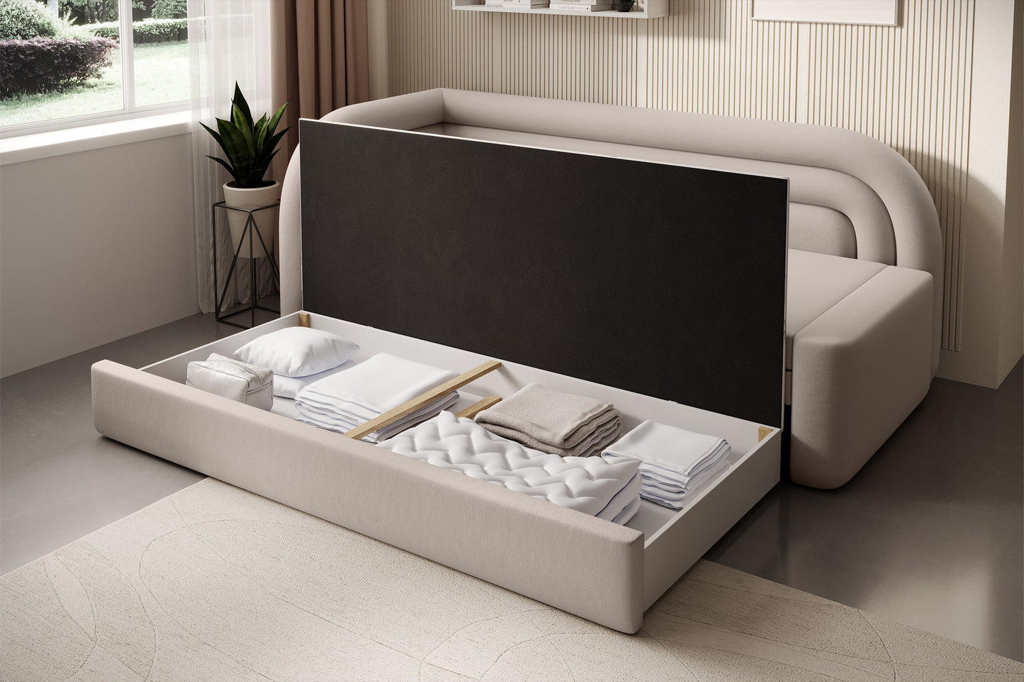 Fabillo Storage Sleeper Sofa - Beige