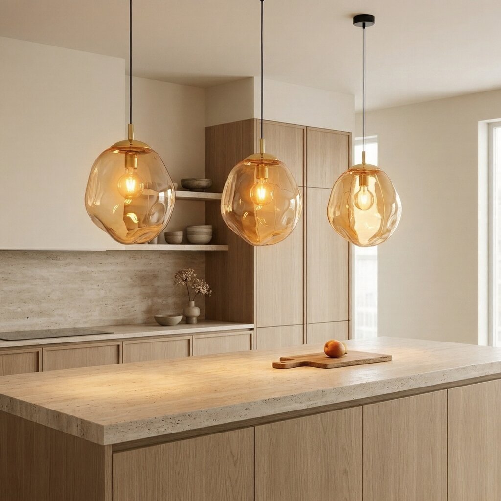 SOL Large Glass Pendant Light for Kitchen Island, Dining Room & Modern Interiors