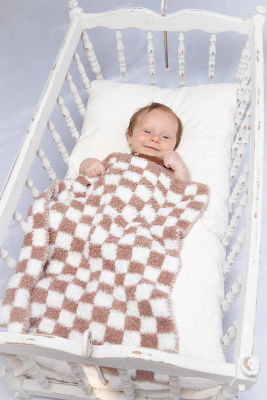 Chocolate Milk & White Check Print Lovey