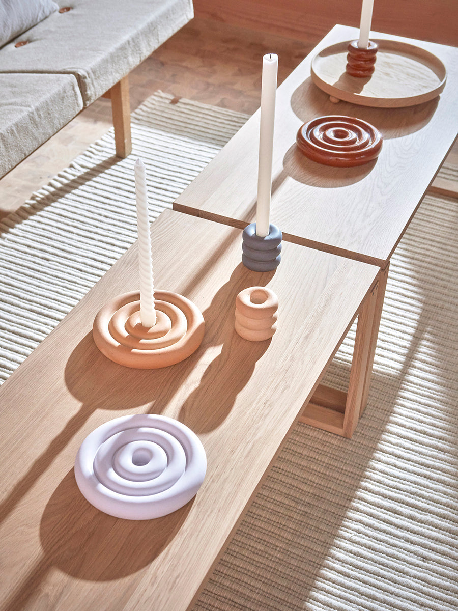 Savi Ceramic Candleholder - High - Beige