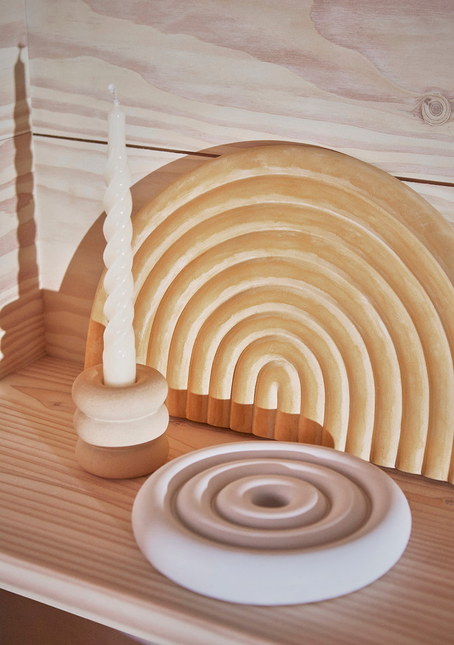 Savi Ceramic Candleholder - High - Beige