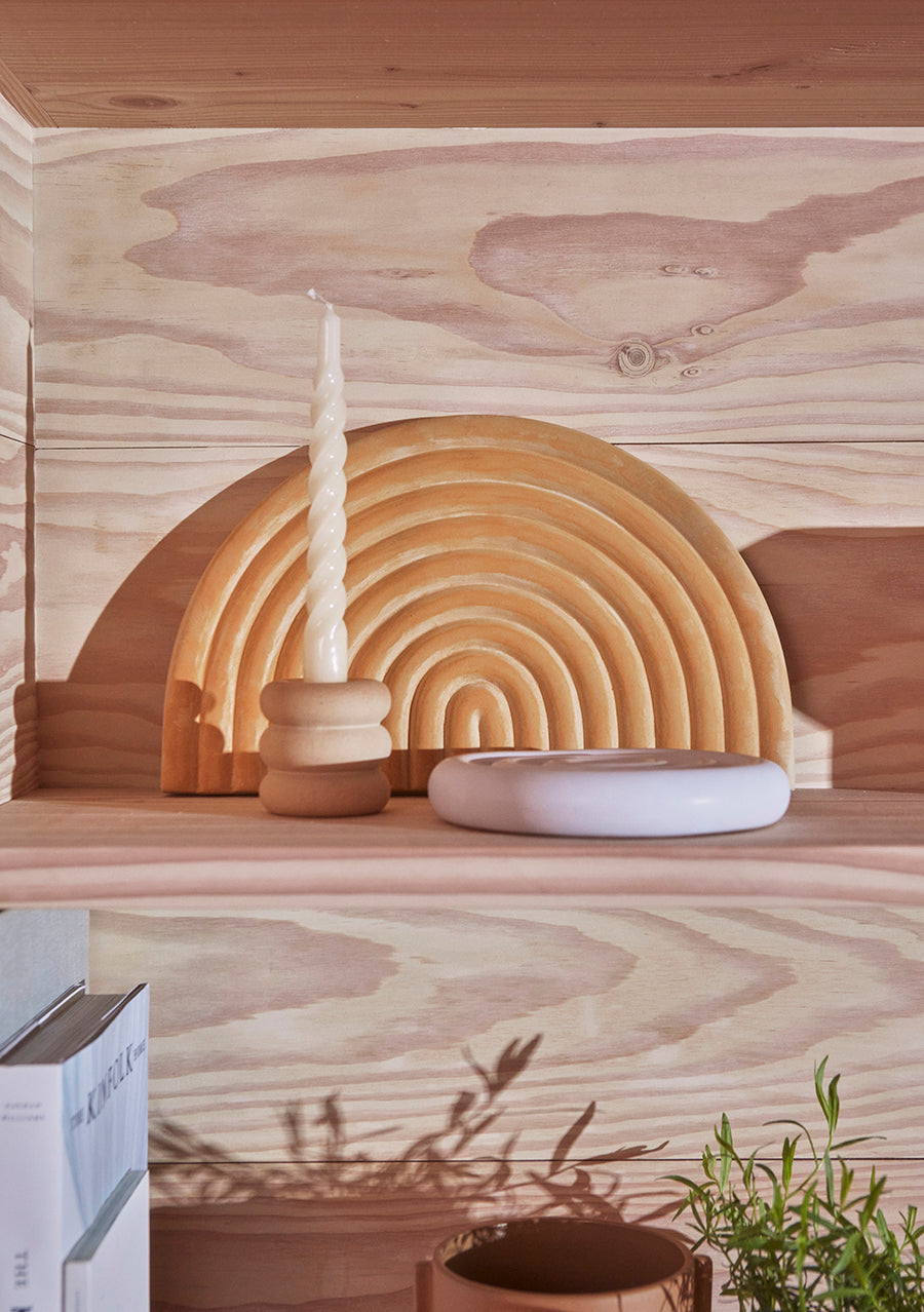 Savi Ceramic Candleholder - High - Beige