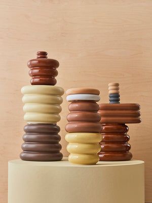 Savi Ceramic Candleholder - High - Nutmeg