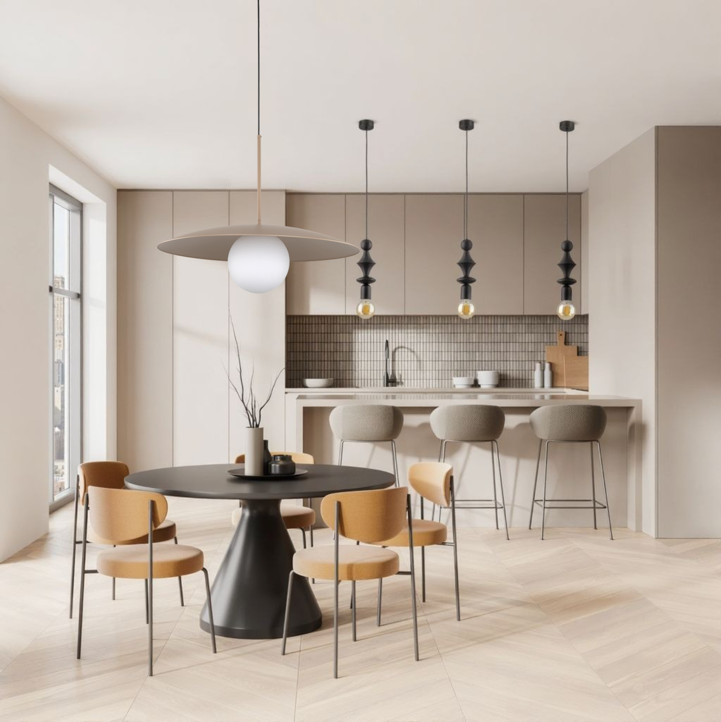 Slate Mid-Century Modern Pendant Ceiling Light for Kitchen Island, Dining Room & Statement Interior Lighting