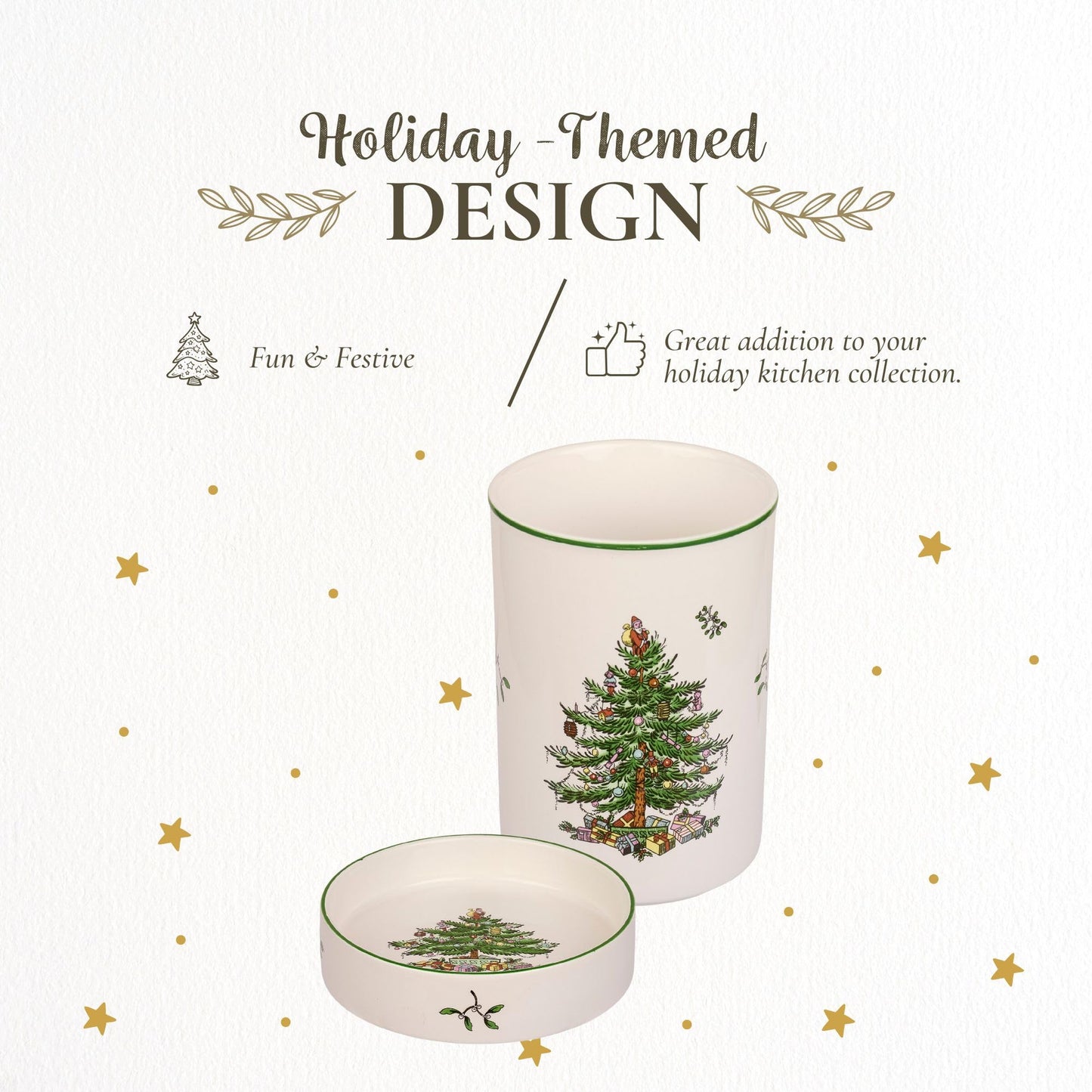 Spode - Christmas Tree |  2Pc Wine Chiller & Coaster Set