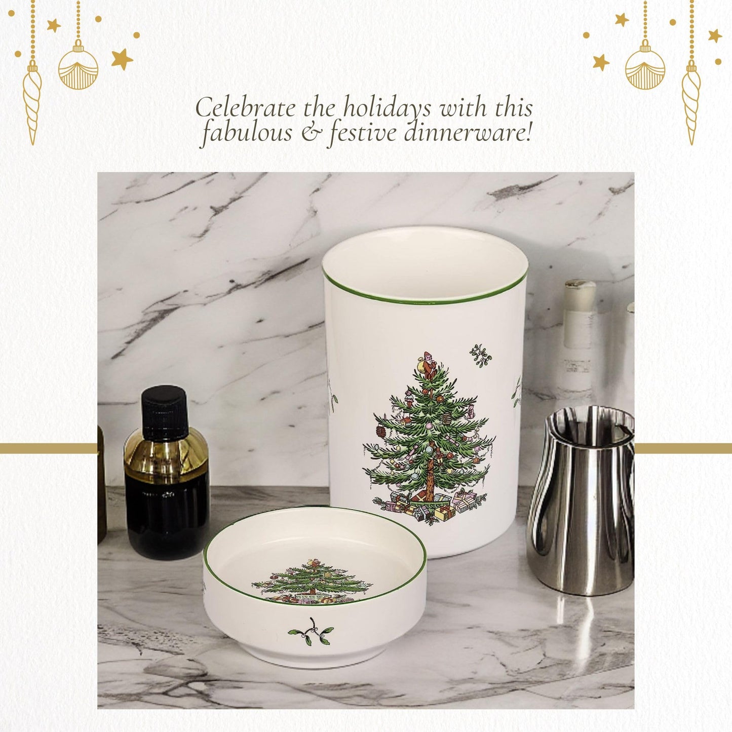 Spode - Christmas Tree |  2Pc Wine Chiller & Coaster Set