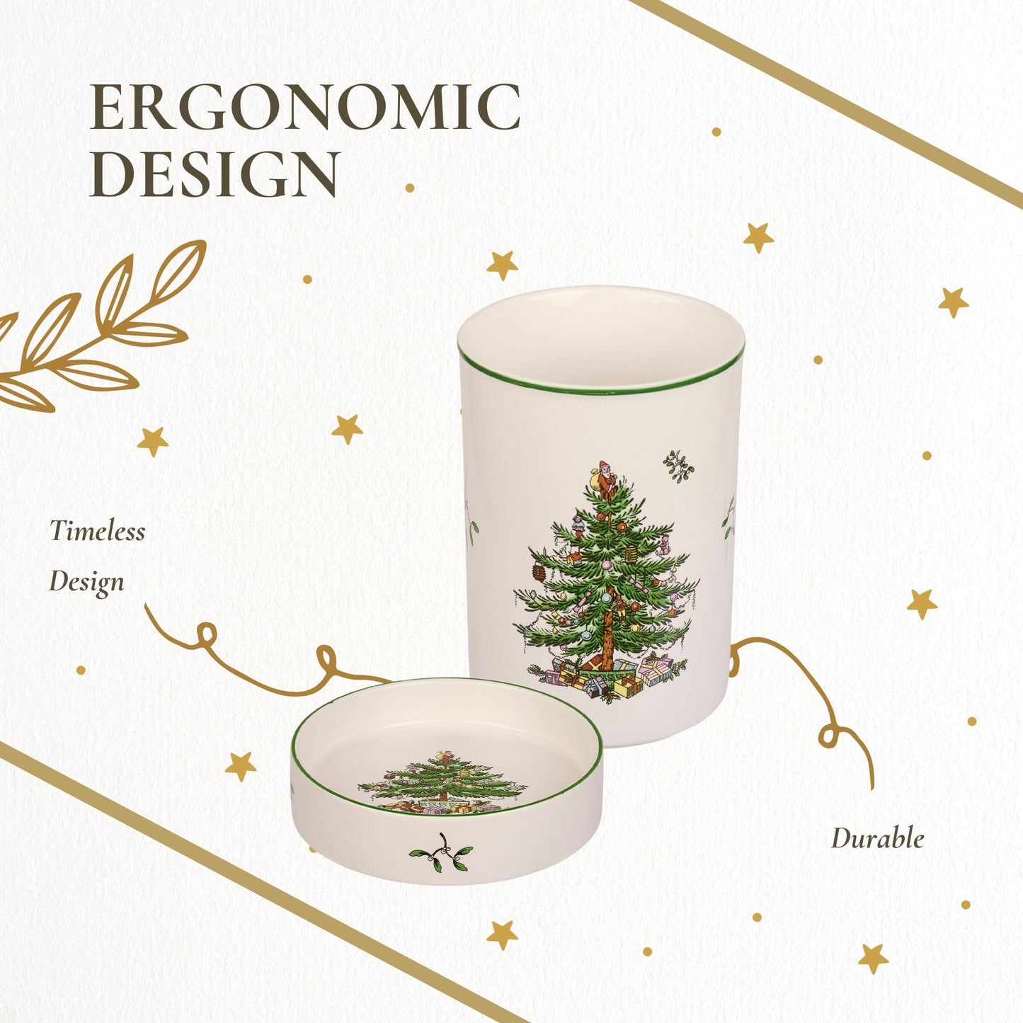 Spode - Christmas Tree |  2Pc Wine Chiller & Coaster Set