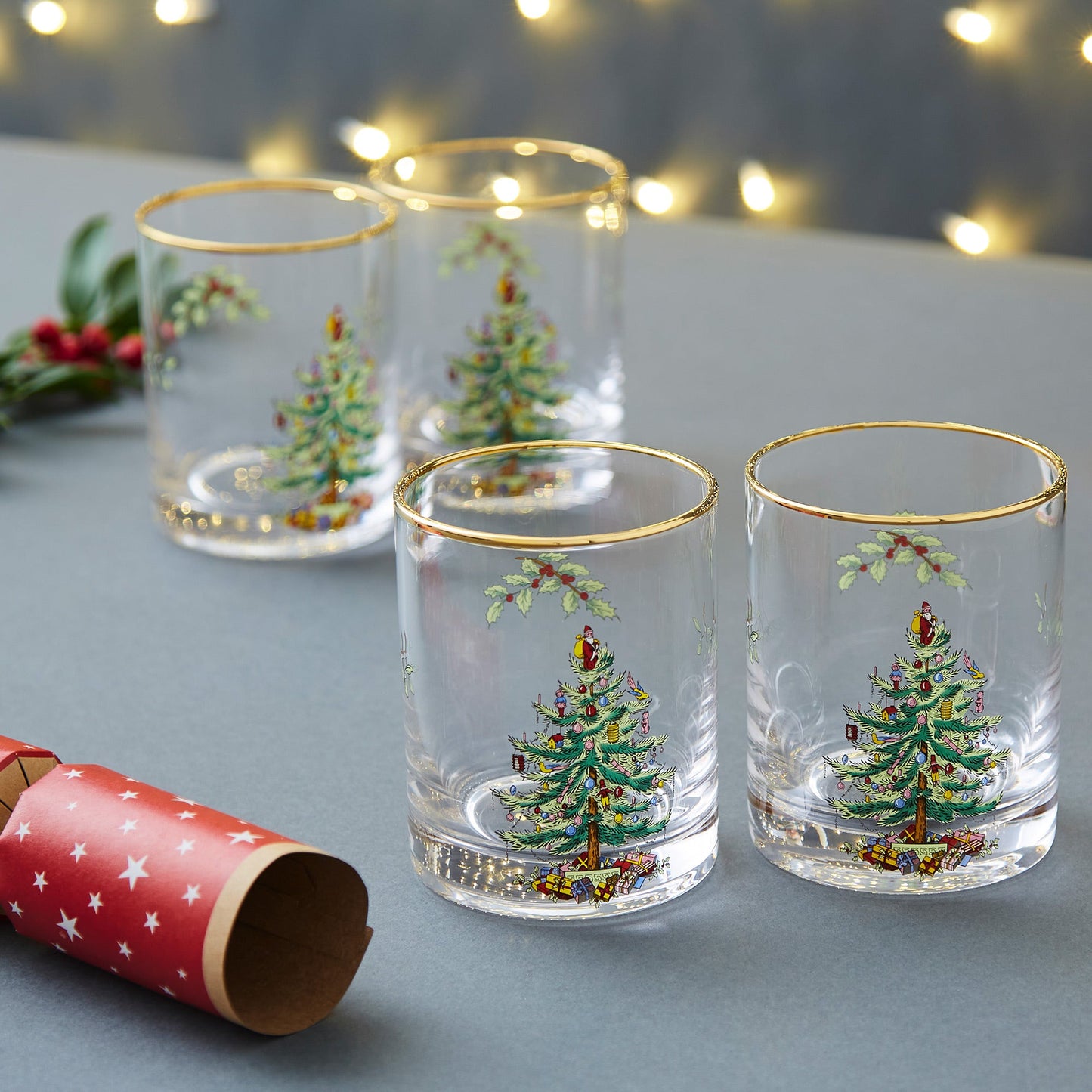 Spode - Christmas Tree - Double Old Fashioned Glasses | 14Oz | Set of 4