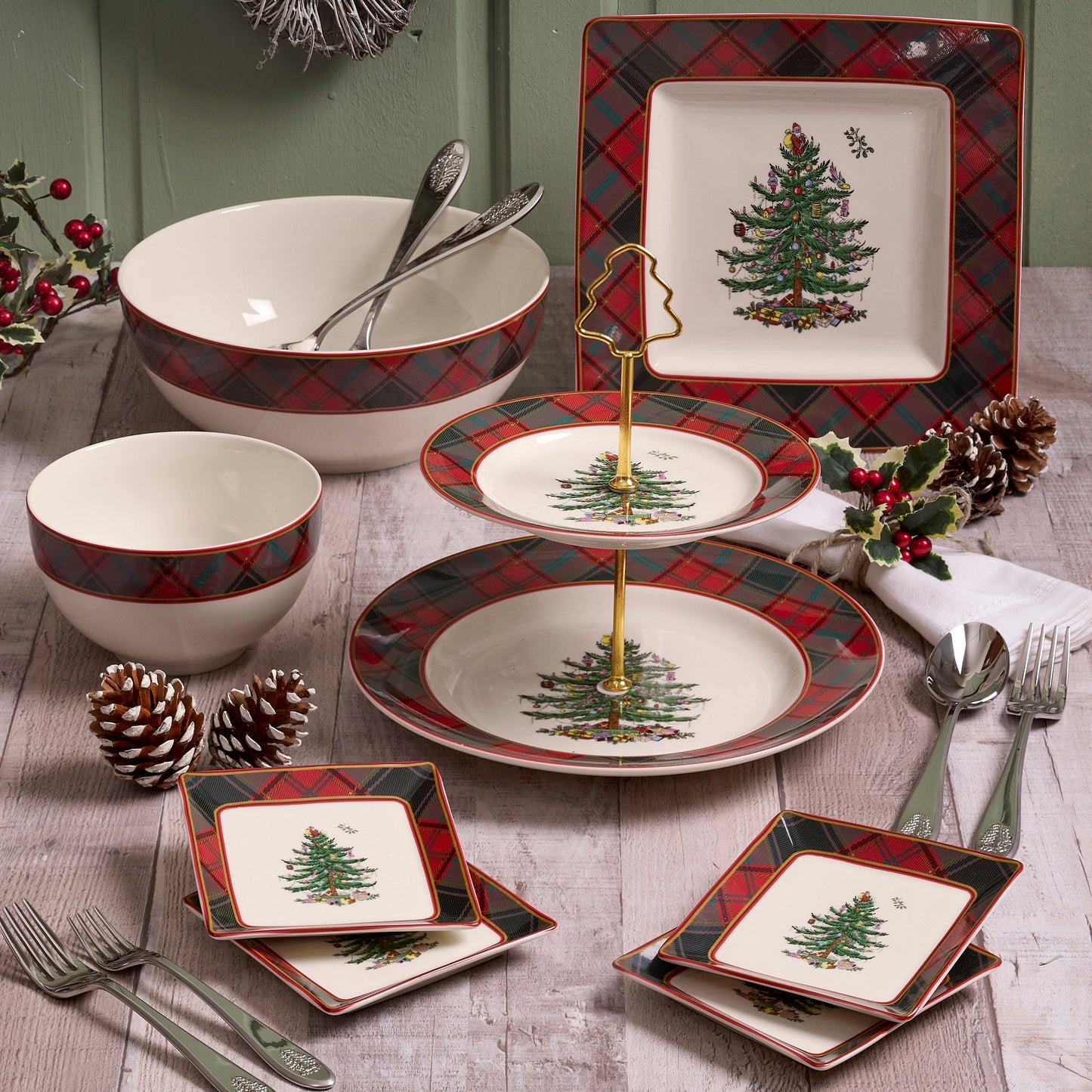 Spode - Tartan Tidbit Plates | 5 Inch | Set of 4