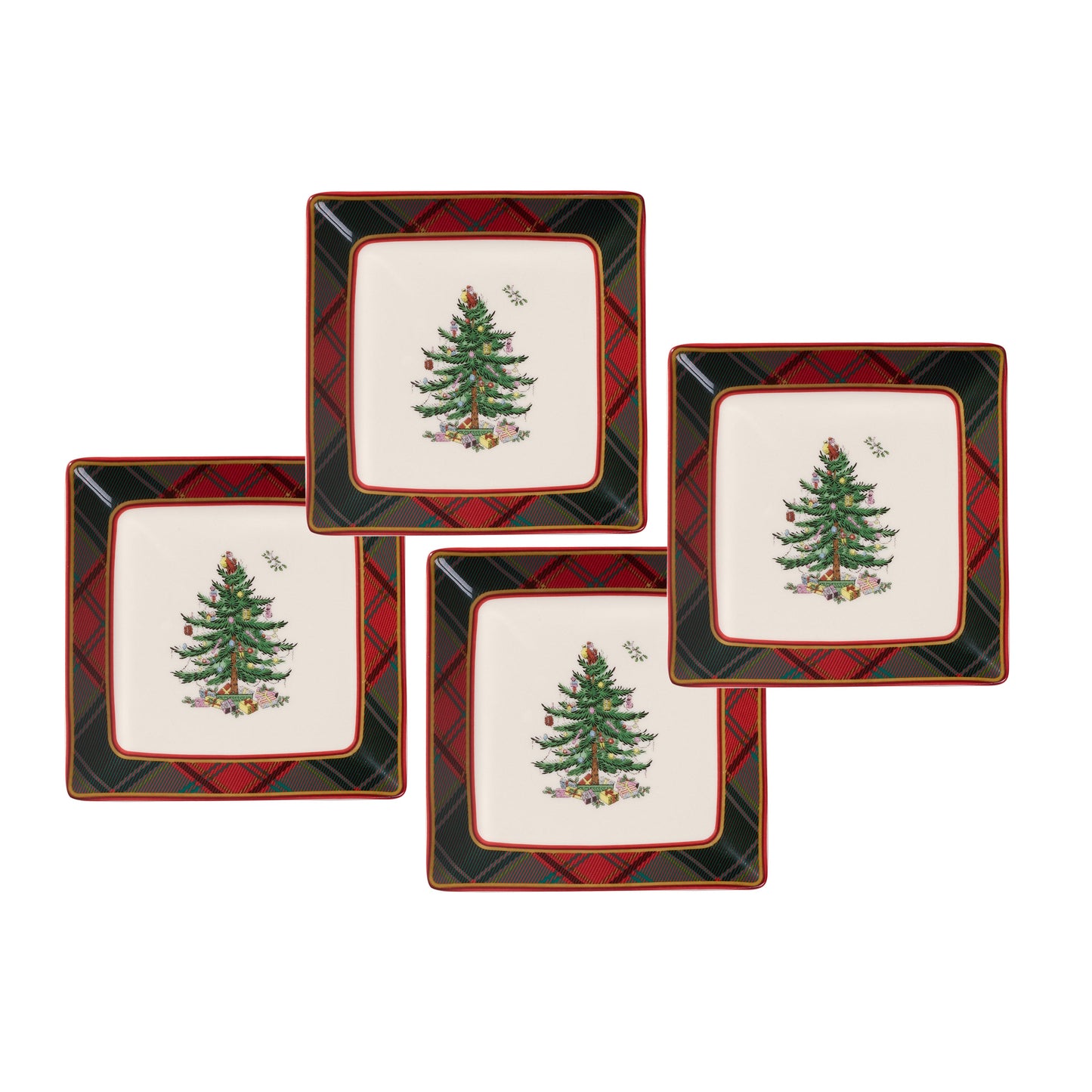 Spode - Tartan Tidbit Plates | 5 Inch | Set of 4