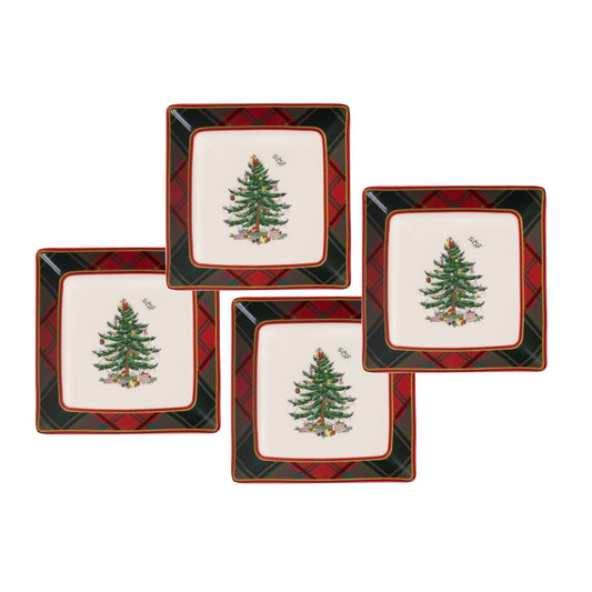 Spode - Tartan Tidbit Plates | 5 Inch | Set of 4