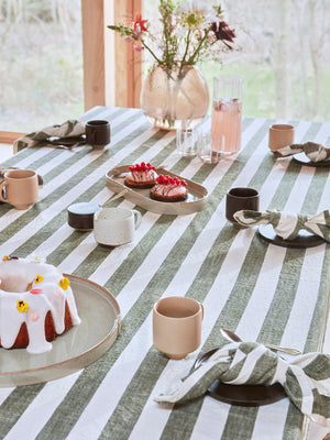 Striped Tablecloth - 200x140 cm - Olive