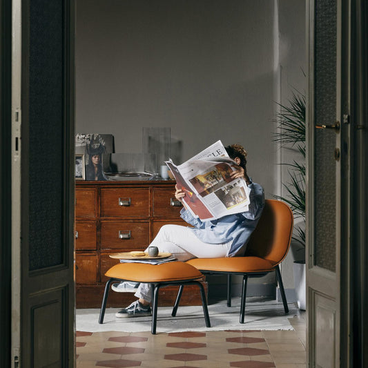 Tasca Lounge Chair & Ottoman | Eco Leather Fabric | Indoor Use