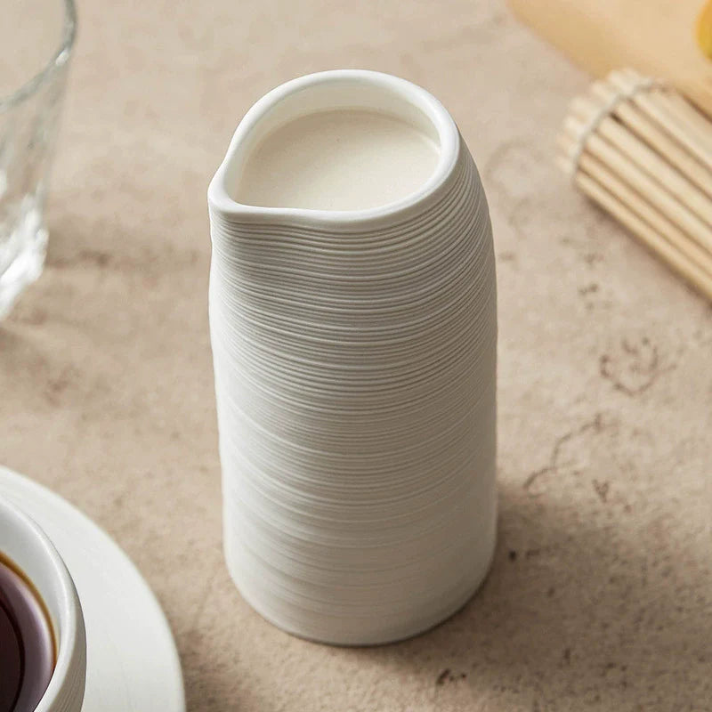 Minimalist Textured Ceramic Cup – 245ml White Modern Drinkware-2