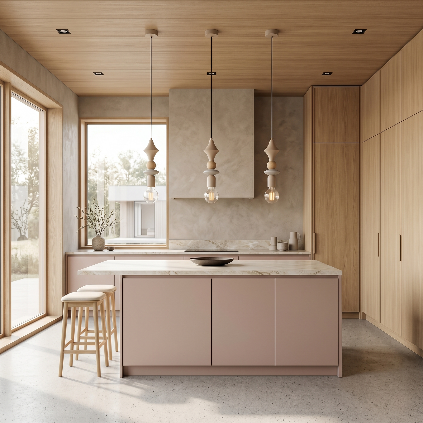 TOWER Wood Pendant Light for Kitchen Island, Bedside & Reading Nook
