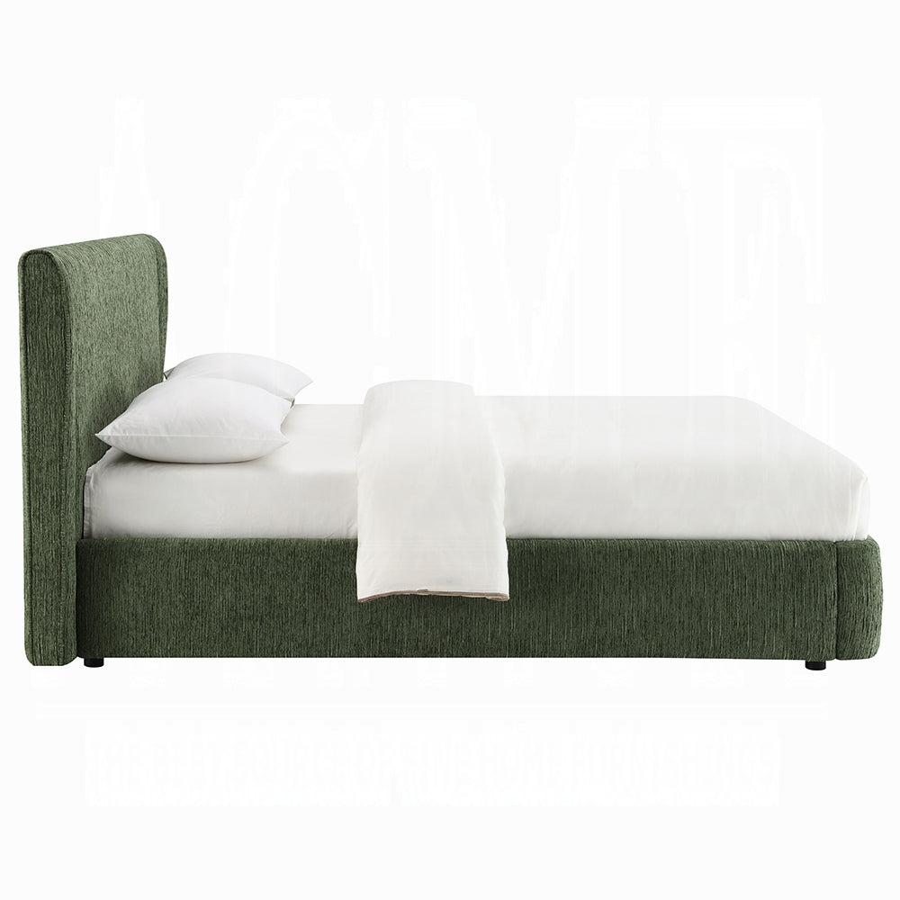 Purus Upholstered Platform Bed - Moss Green