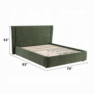 Purus Upholstered Platform Bed - Moss Green