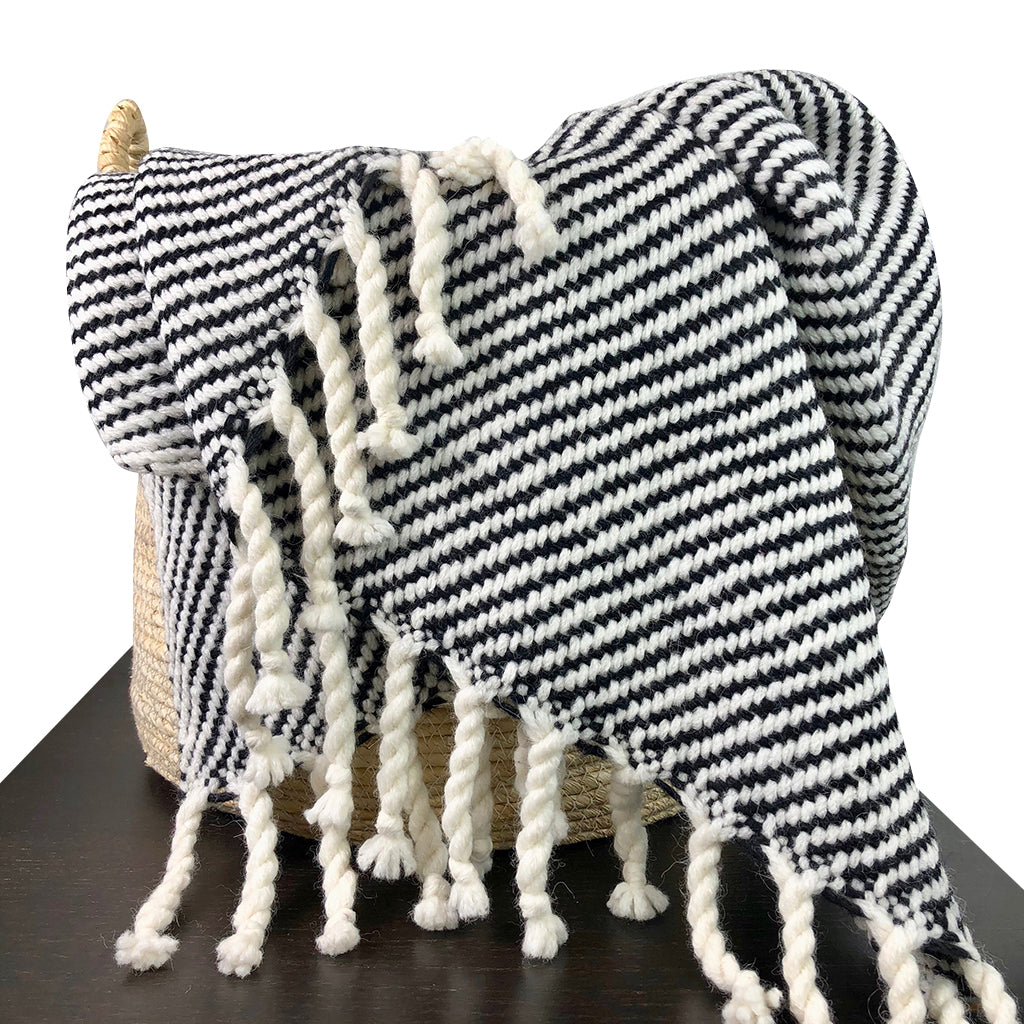 Chunky Black Stripe Alpaca Throw-2