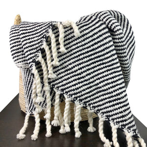 Chunky Black Stripe Alpaca Throw-2