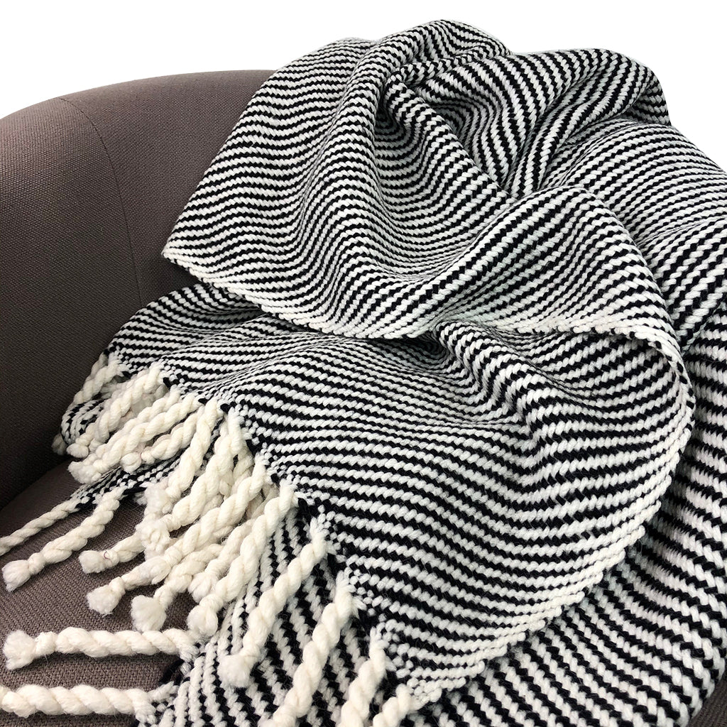 Chunky Black Stripe Alpaca Throw-1