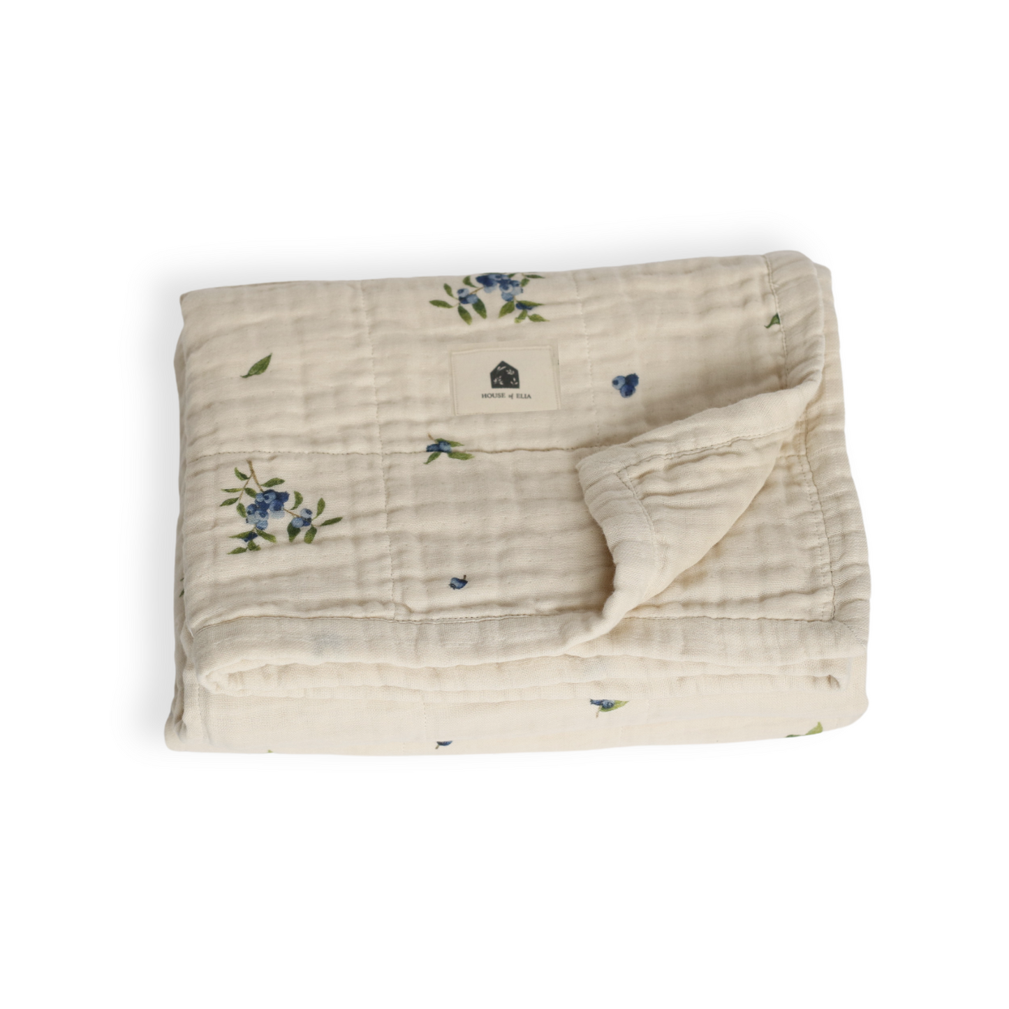 Organic Cotton Muslin Baby Blanket, 4 Layers, Crib Size (47 X 47) - Blueberry