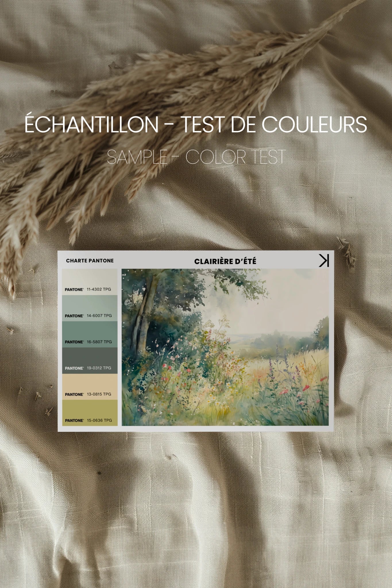 CLAIRIÈRE D’ÉTÉ, Oeuvre sur toile rigide, encadré Vintage Argent
