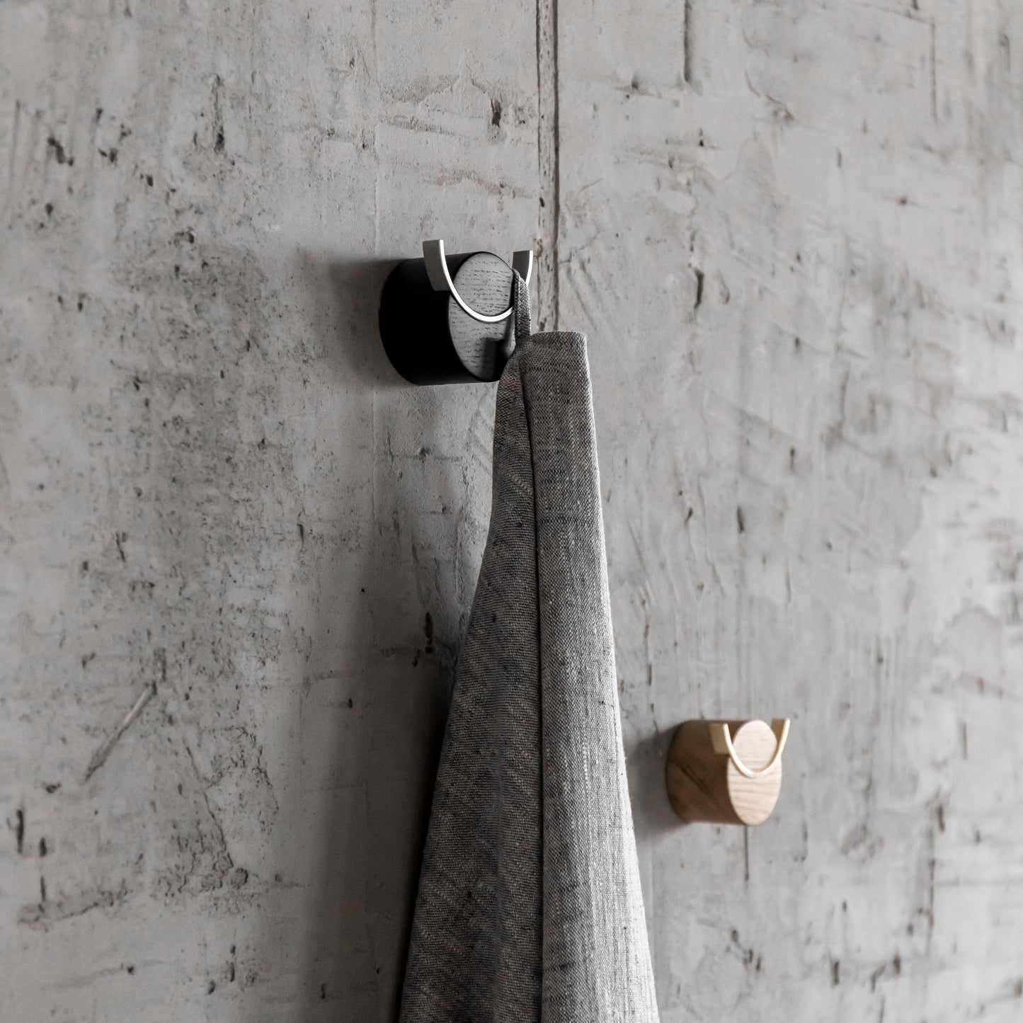 Solid Oak & Brass Wall hook - Deer in Black