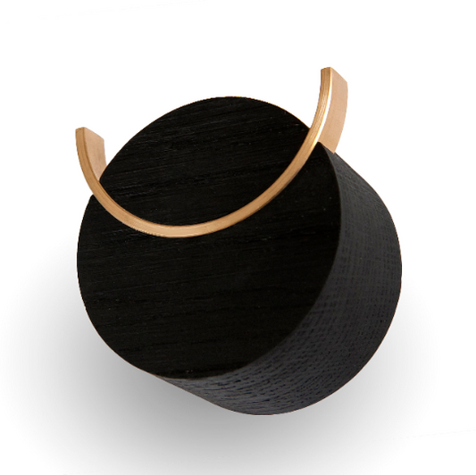 Solid Oak & Brass Wall hook - Deer in Black