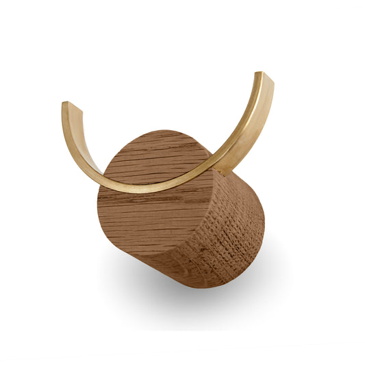 Solid Oak & Brass Wall Hook- Deer in Walnut