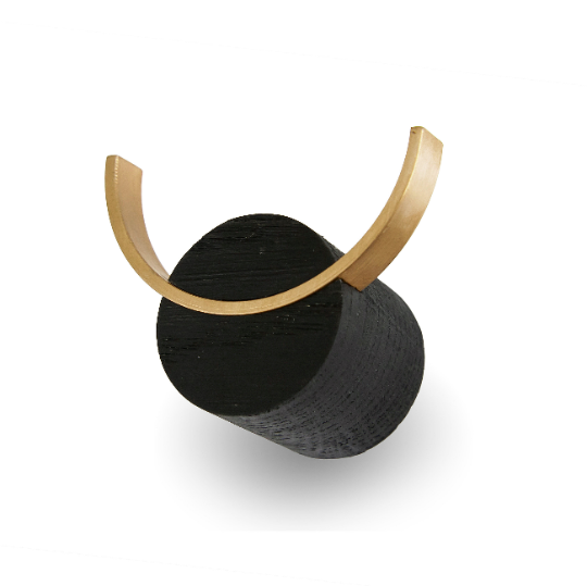 Solid Oak & Brass Wall hook - Deer in Black