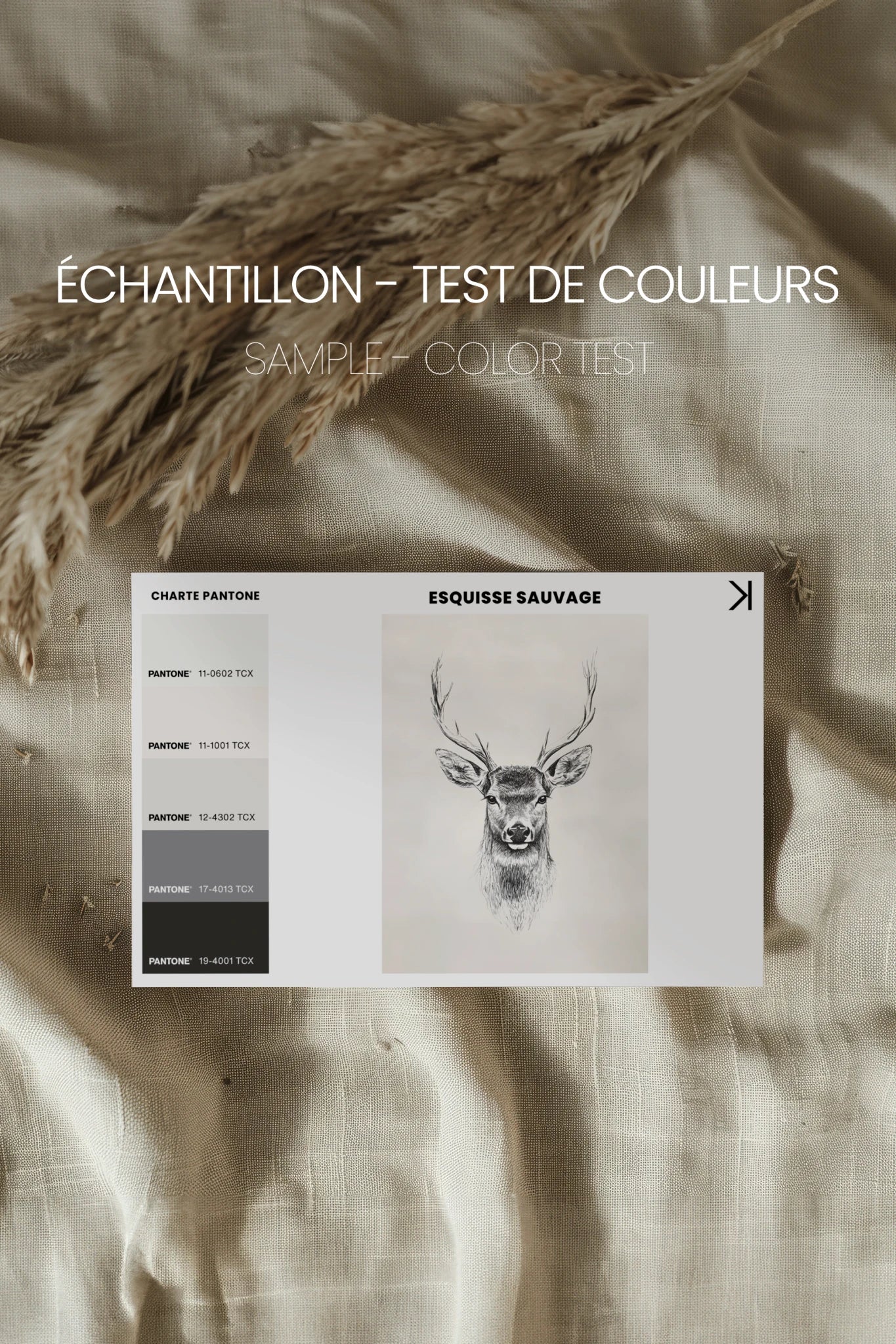 ESQUISSE SAUVAGE, Oeuvre sur toile rigide, encadré Vintage Argent