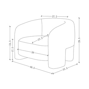 Chloe Pine Wood Tweed Accent Chair - Beige