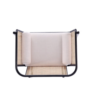 Tulum Natural Cane Accent Chair | Black/Cream