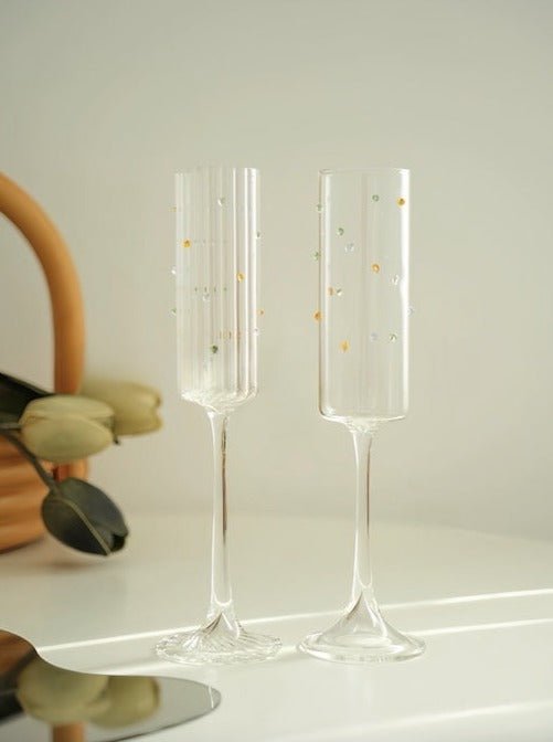 Handblown Rainbow Sprinkles Champagne Flutes | Set of 2 - Roome Collective