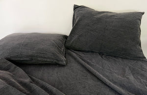 CharcoalBlack - Stone Washed | Antiqued | Ultra Soft | 100% Pure Linen | Linen Cotton Mix | 3 Piece Duvet Set | 4 Piece Sheet Set | Handmade-1