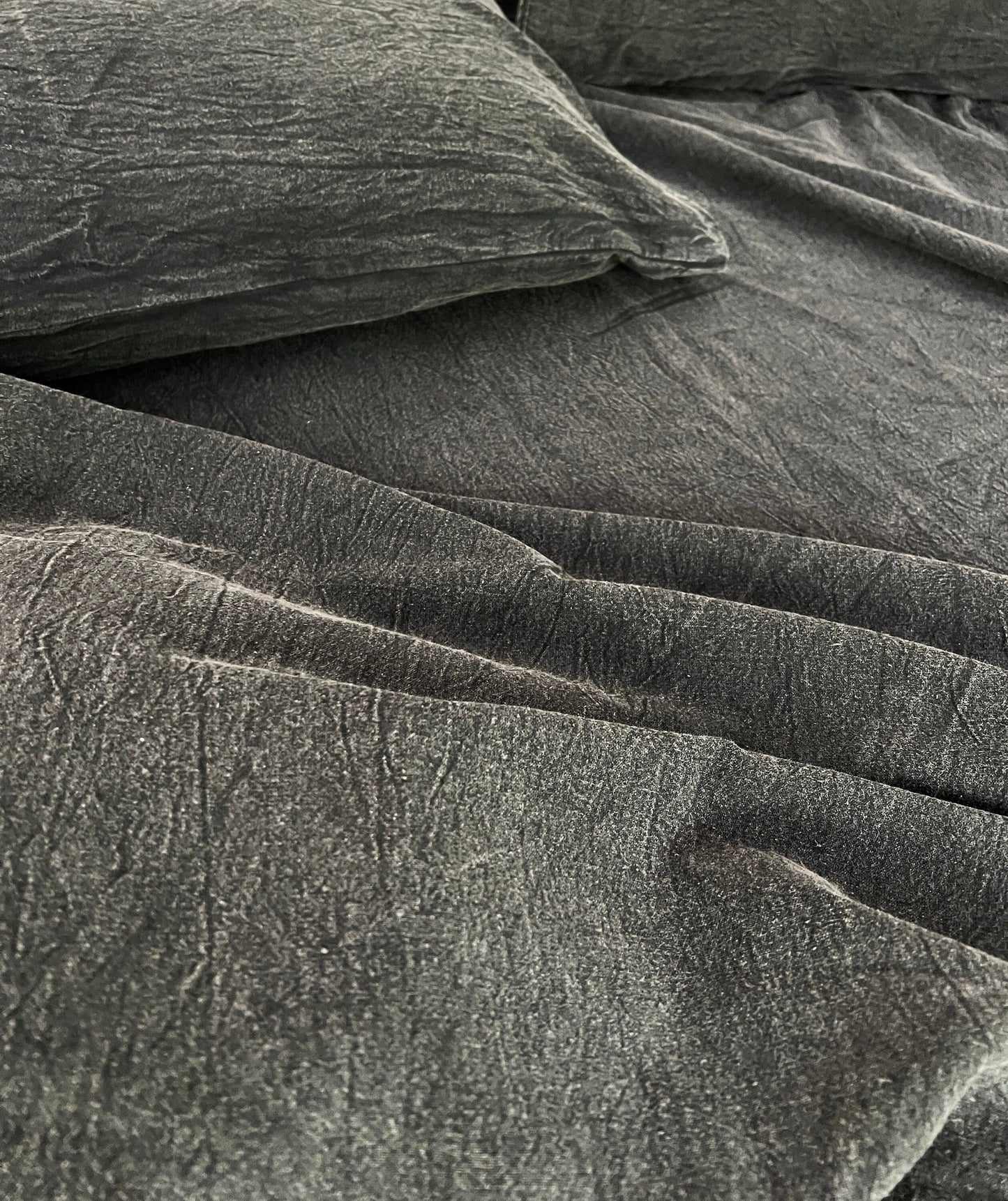 CharcoalBlack - Stone Washed | Antiqued | Ultra Soft | 100% Pure Linen | Linen Cotton Mix | 3 Piece Duvet Set | 4 Piece Sheet Set | Handmade-2