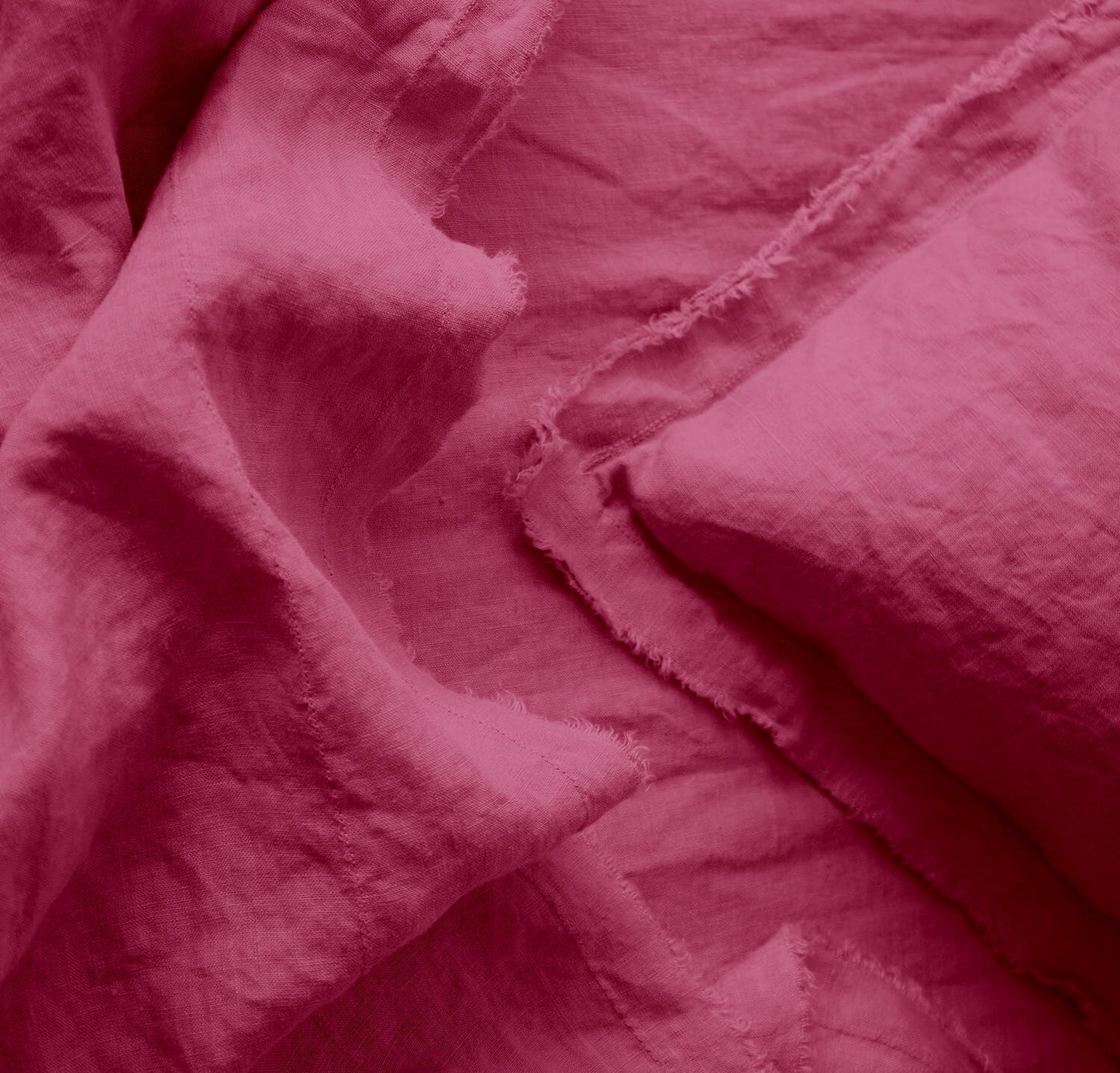 Raw Edged Berry - 100% Pure Linen | Linen Cotton Mix | 3 Piece Duvet Cover Set | 4 Piece Sheet Set | Handmade | Pre-washed | Soft-2