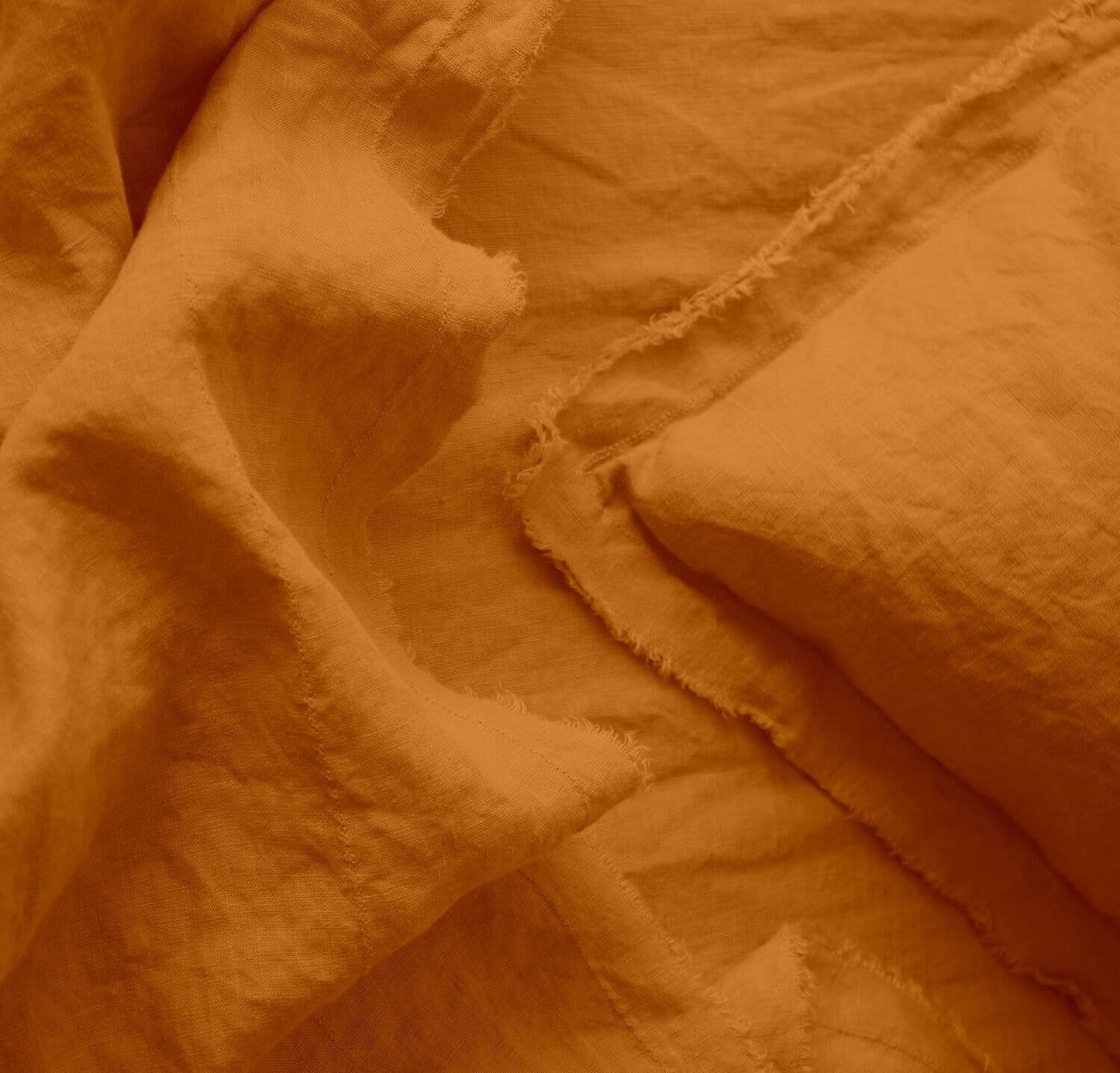 Raw Edged Mustard - 100% Pure Linen | Linen Cotton Mix | 3 Piece Duvet Cover Set | 4 Piece Sheet Set | Handmade | Pre-washed | Soft-2