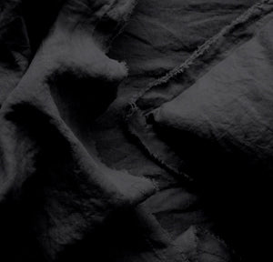 Raw Edged Pure Black - 100% Pure Linen | Linen Cotton Mix | 3 Piece Duvet Cover Set | 4 Piece Sheet Set | Handmade | Pre-washed | Soft-2