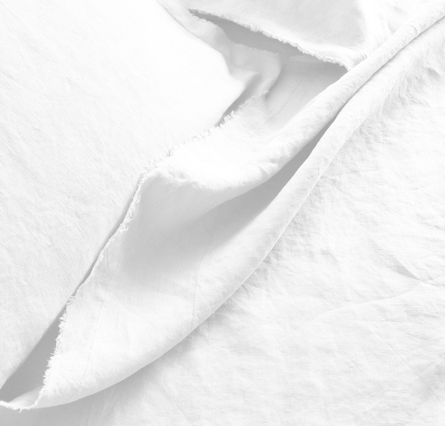 Raw Edged White - 100% Pure Linen | Linen Cotton Mix | 3 Piece Duvet Cover Set | 4 Piece Sheet Set | Handmade | Pre-washed | Soft-3