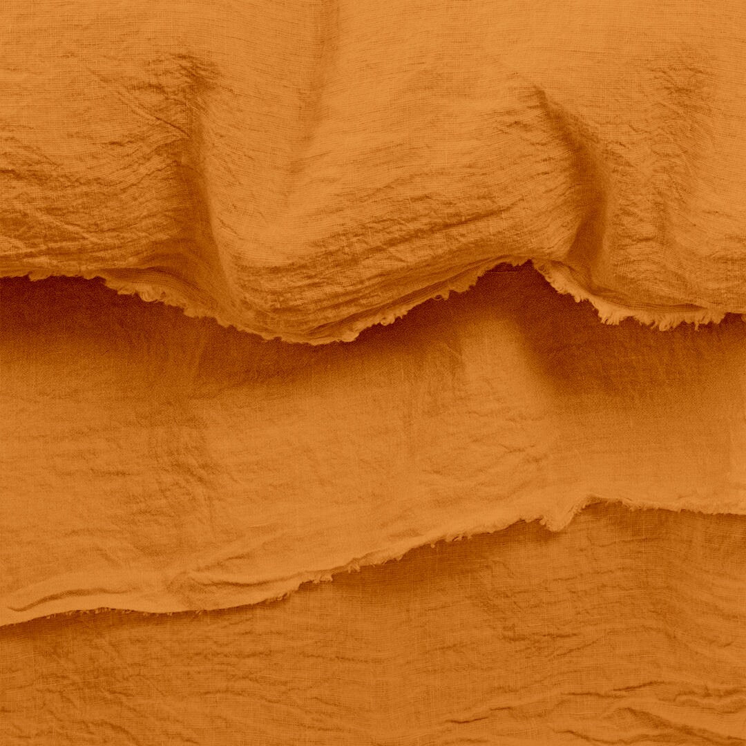 Raw Edged Mustard - 100% Pure Linen | Linen Cotton Mix | 3 Piece Duvet Cover Set | 4 Piece Sheet Set | Handmade | Pre-washed | Soft-1