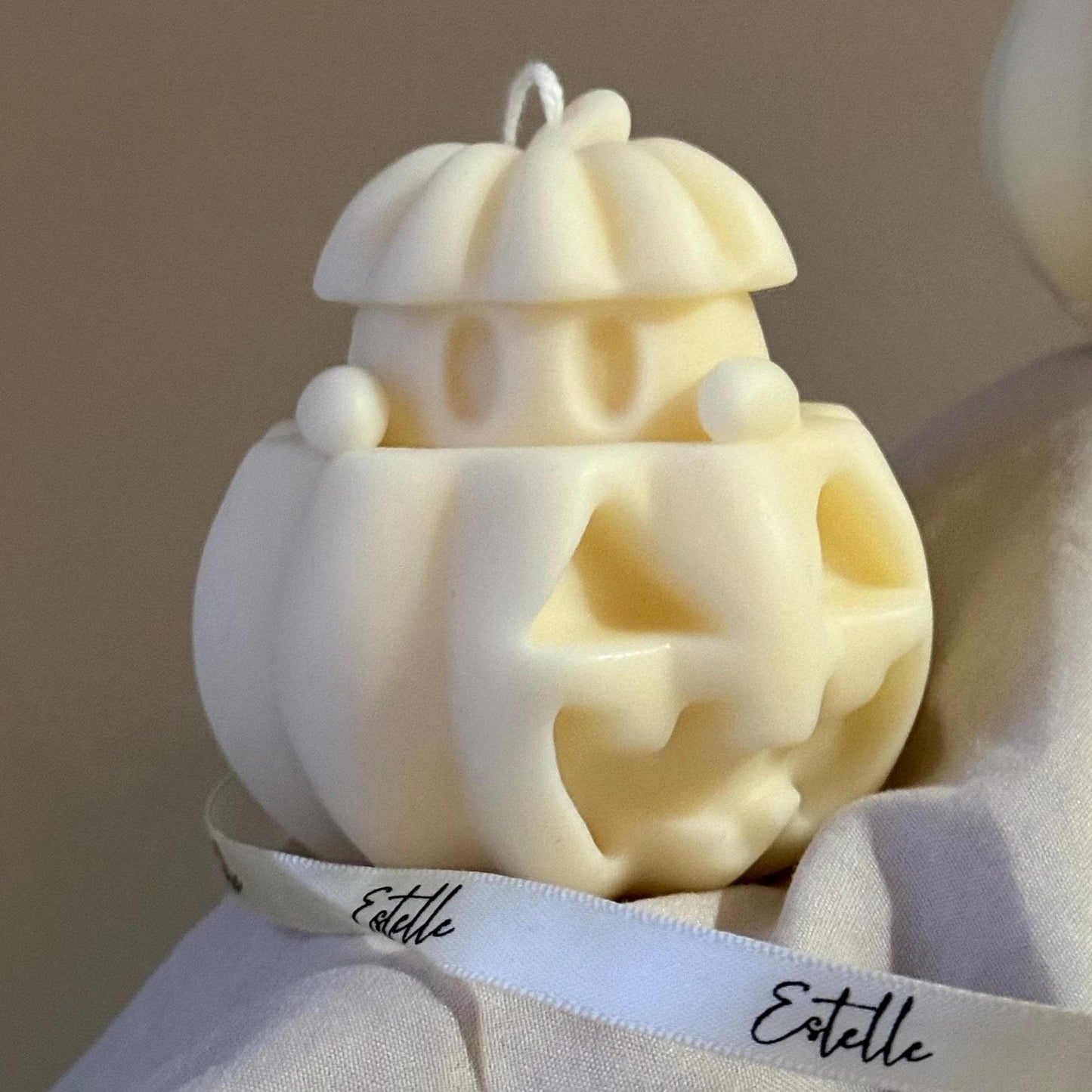 Cute Halloween Ghost With Pumpkin Candle-1