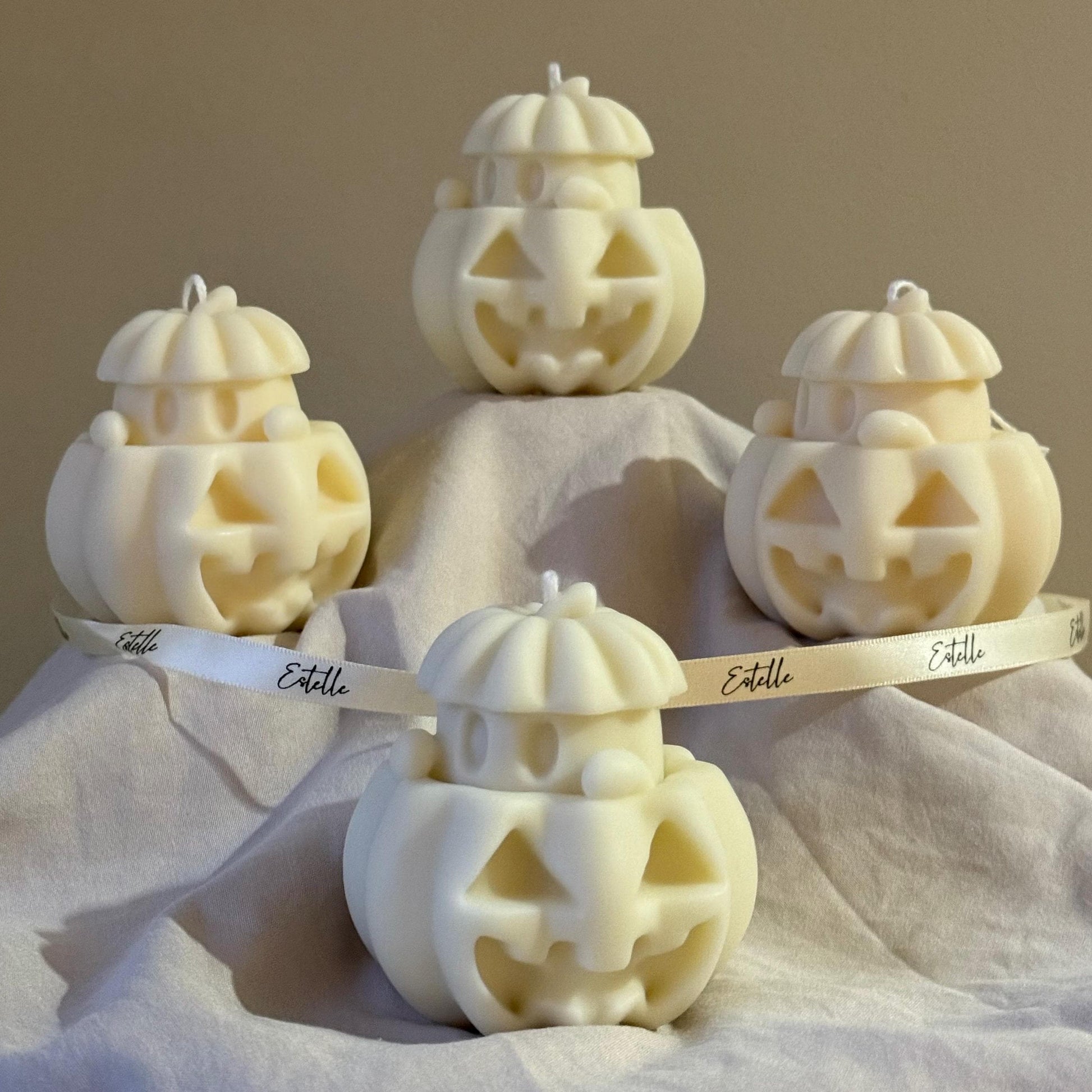 Cute Halloween Ghost With Pumpkin Candle-4