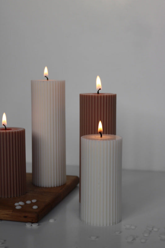 Handpoured Ribbed Pillar Candles