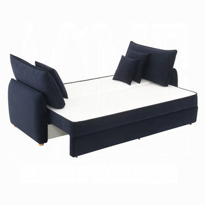 Bica Velvet Condo Size Sleeper Sofa w/Storage - Navy Blue