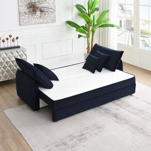Bica Velvet Condo Size Sleeper Sofa w/Storage - Navy Blue