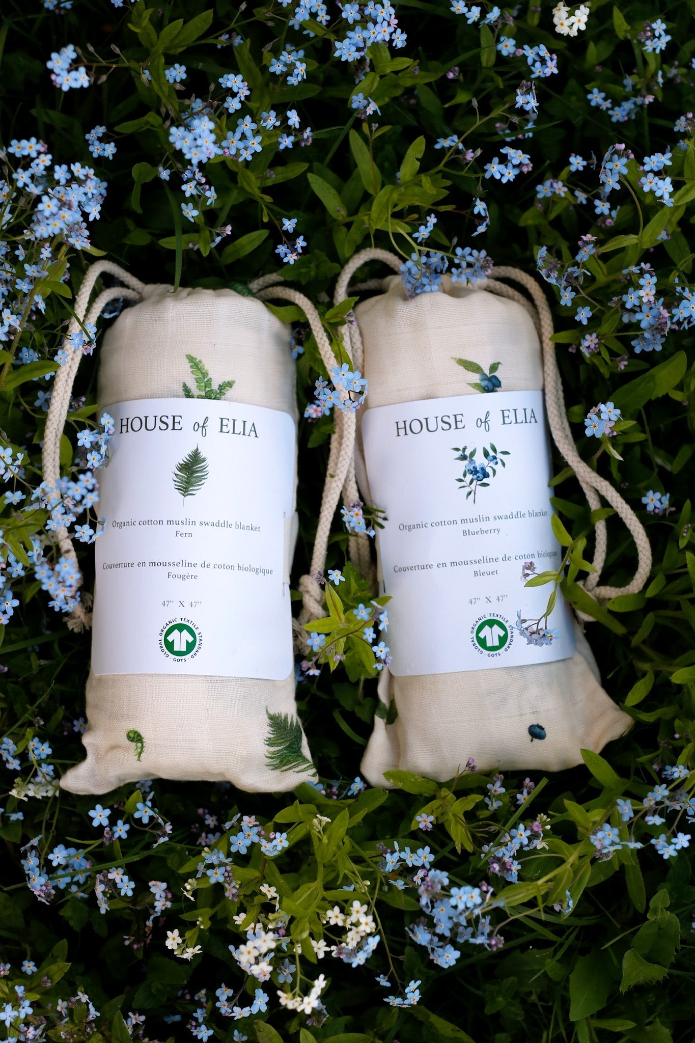 Organic Cotton Muslin Swaddle Blanket - Blueberry