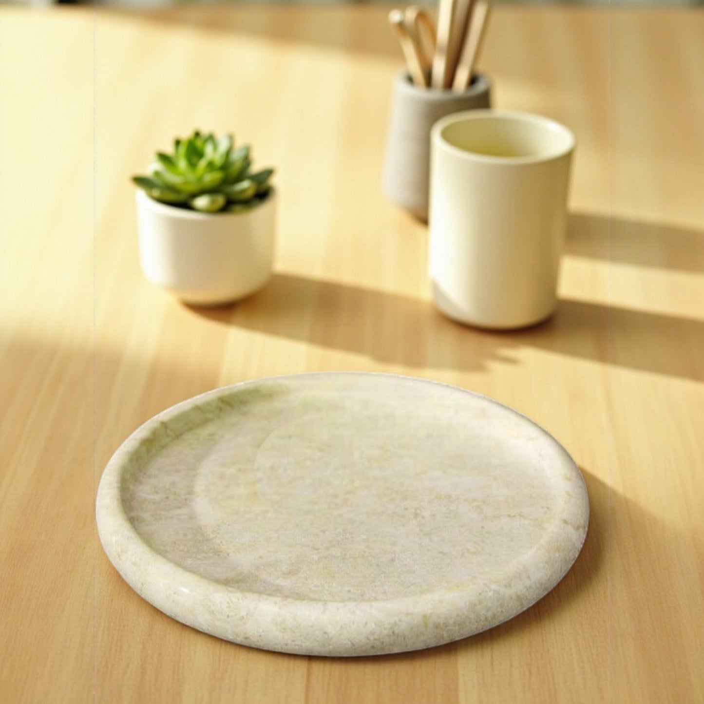 Polished Marble Tray- Crème
