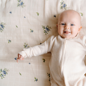 Organic Cotton Muslin Comforter & Pillowcase Set - Blueberry