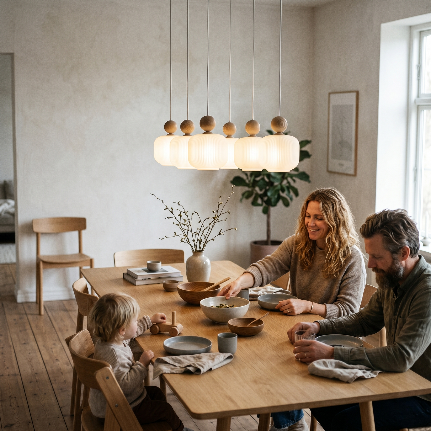 Ballo 6-Light Scandinavian Pendant Light for Dining Table & Kitchen Island